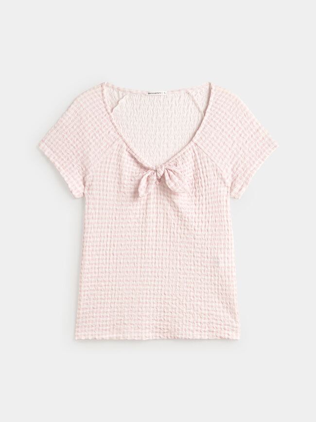 CAMISETA NUDO VICHY Rosa