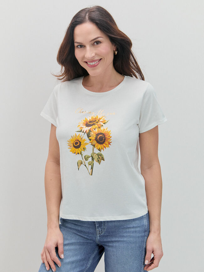 CAMISETA GIRASOLES BRILLANTES Crudo