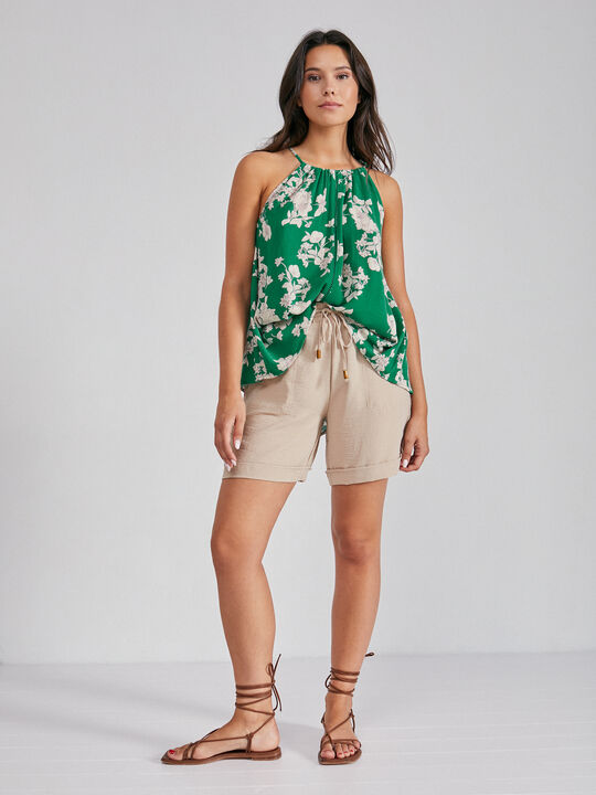 Top halter flores Verde image number null