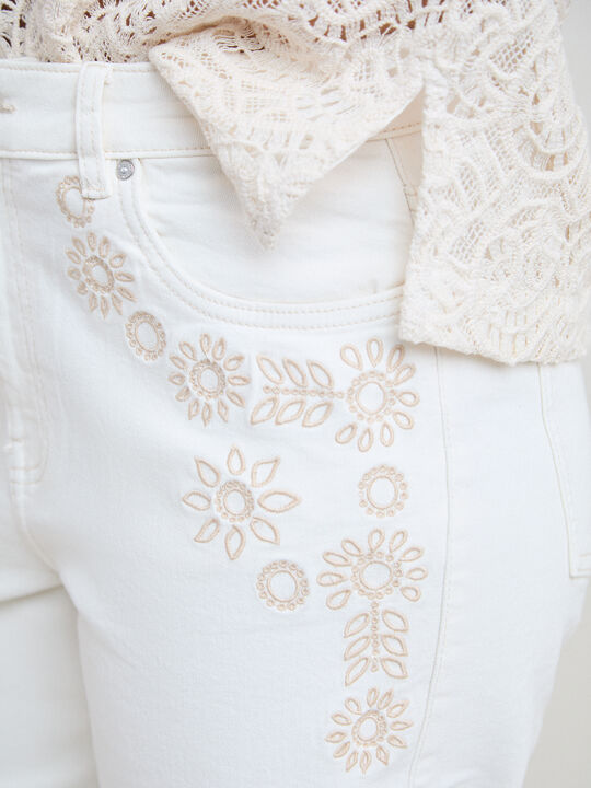 WIDE LEG BORDADO LATERAL Blanco Hueso image number null