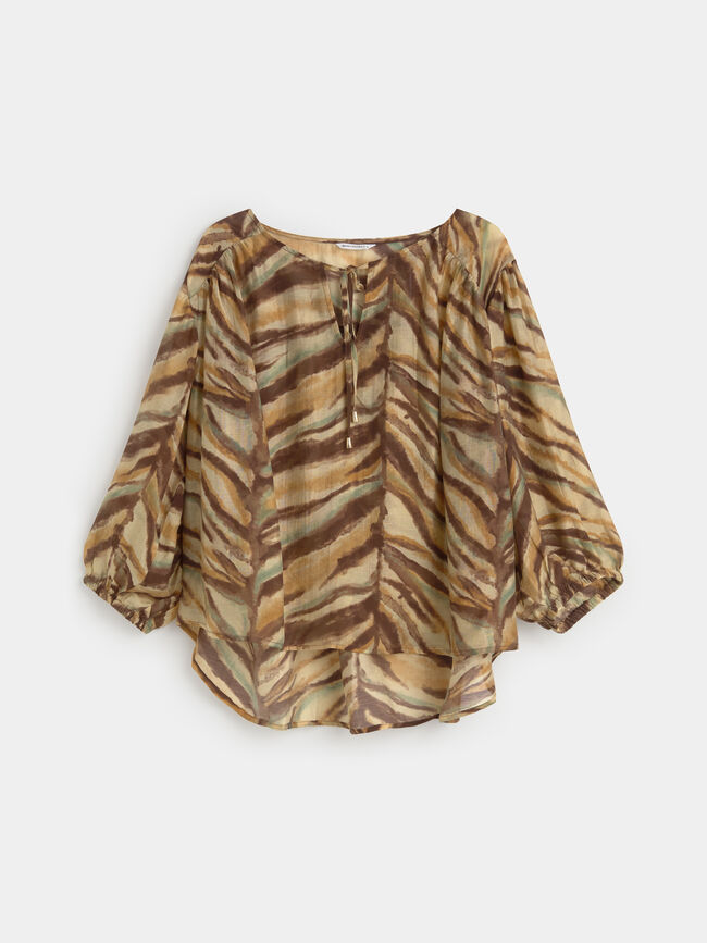 BLUSA VOLUMEN ESTAMPADA Crudo