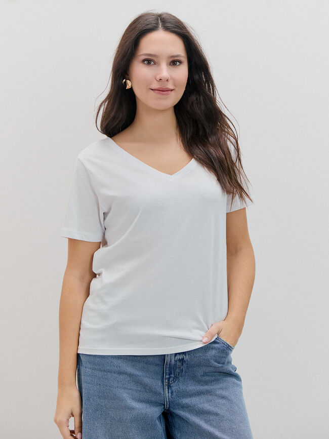 CAMISETA CUELLO PICO Blanco Optico
