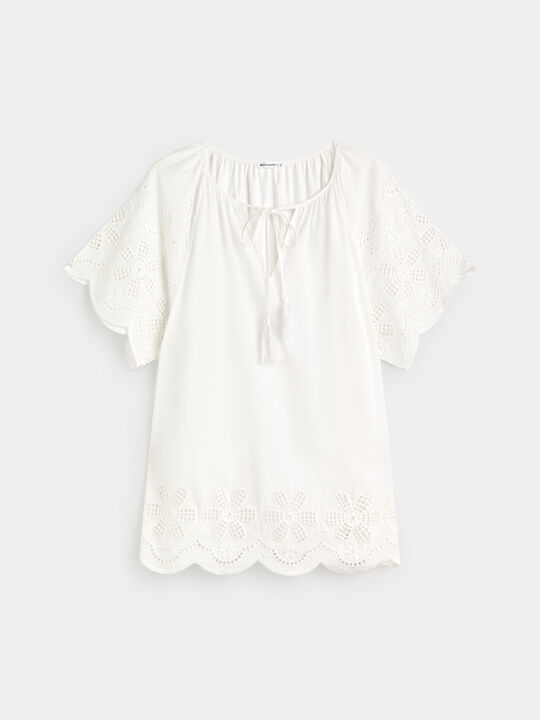 CAMISETA BIMATERIA BORDADA Blanco Optico image number null