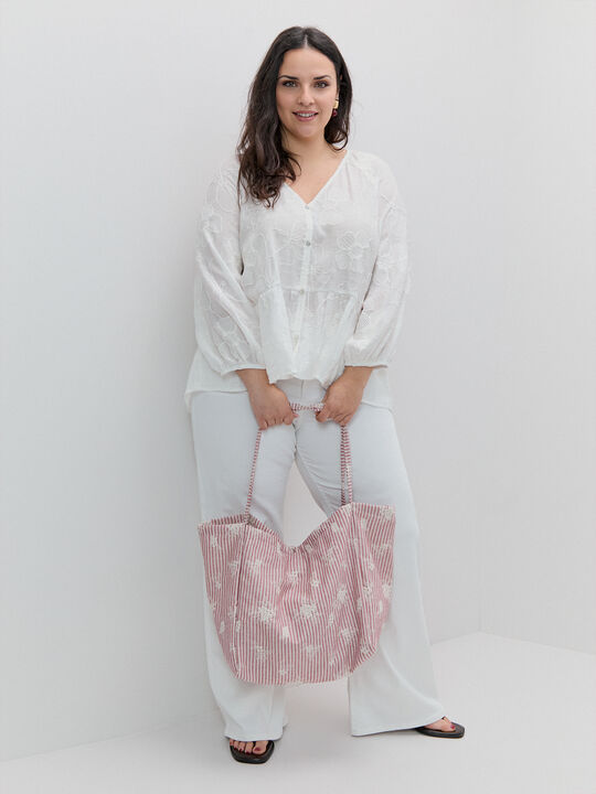 BOLSO ESTAMPADO BORDADO Crudo image number null