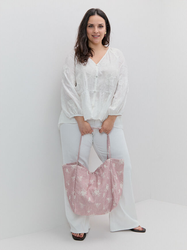 BOLSO ESTAMPADO BORDADO Crudo