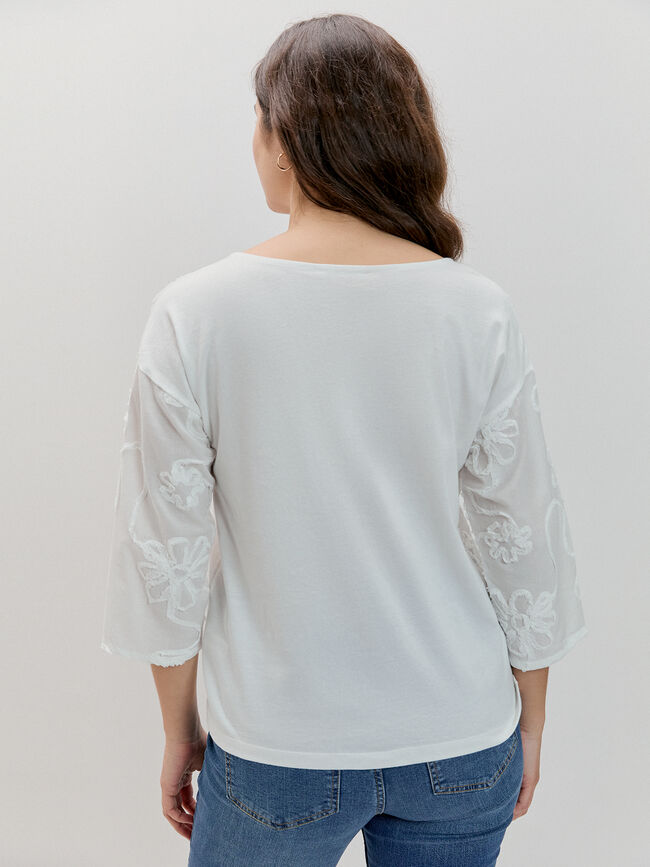 BLUSA FLORES BORDADAS Blanco Optico