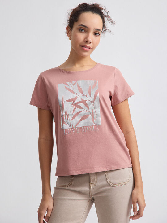 CAMISETA POSICIONAL HOJAS Rosa Medio image number null