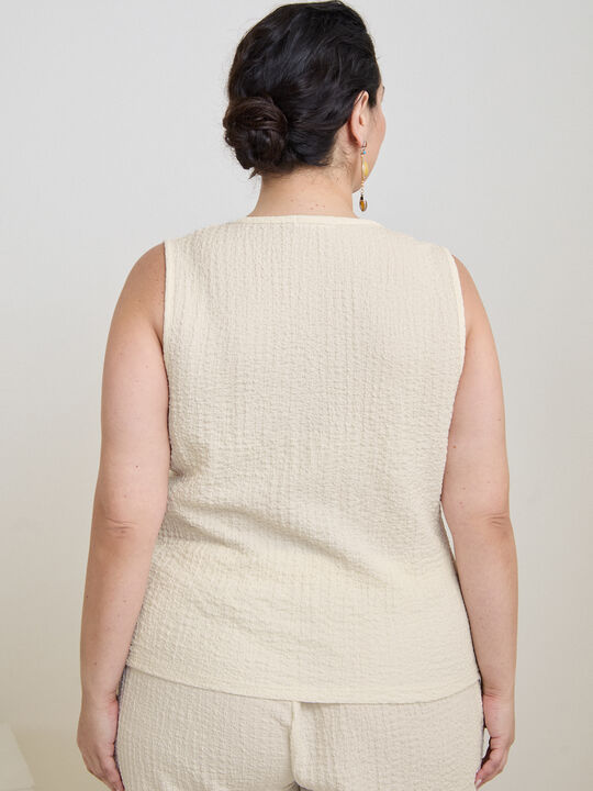 CAMISETA FLOR CRINKLE Blanco Hueso image number null