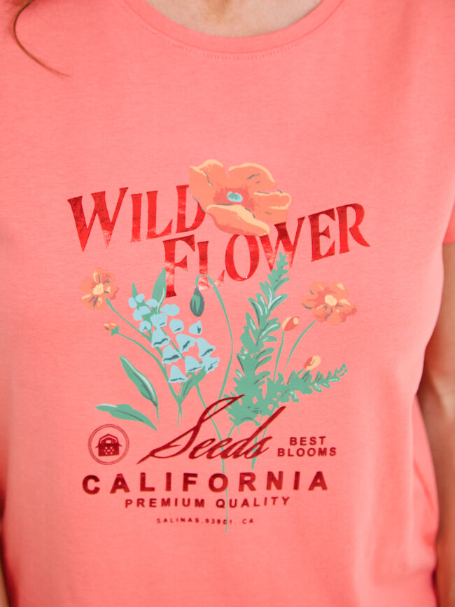CAMISETA FLORES VINTAGE Coral