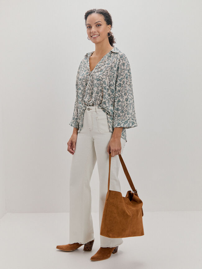 camisa manga volumen Dusty Blue