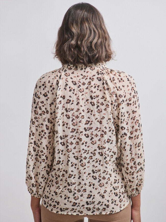 BLUSA FLUIDA LEOPARDO Blanco