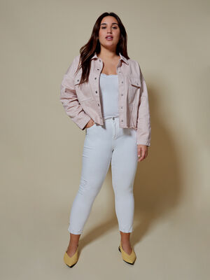 CHAQUETA CROPPED DENIM Rosa Polvo image number null