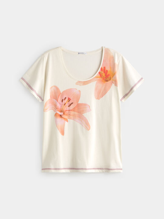 CAMISETA POSICIONAL FLORES Blanco Hueso image number null