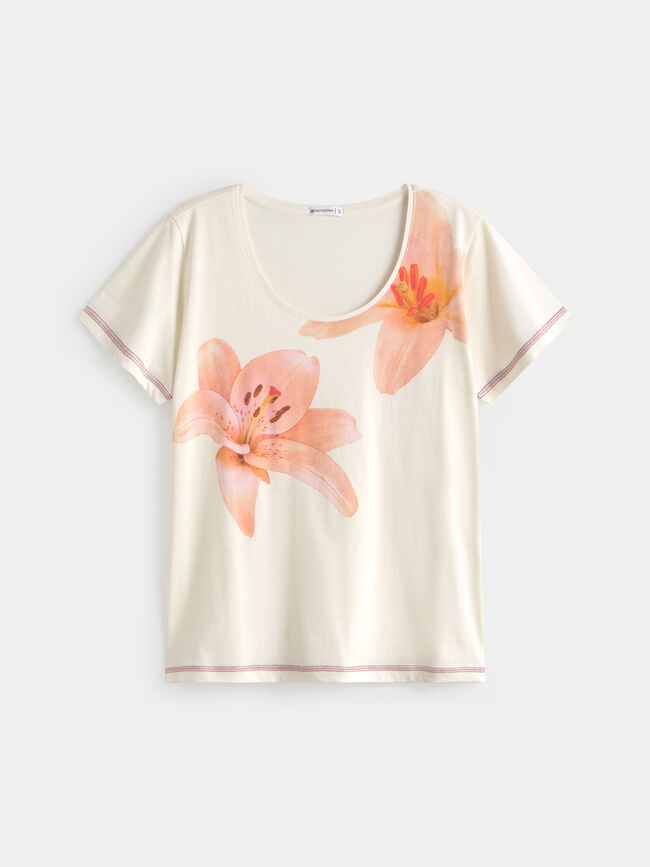 CAMISETA POSICIONAL FLORES Blanco Hueso