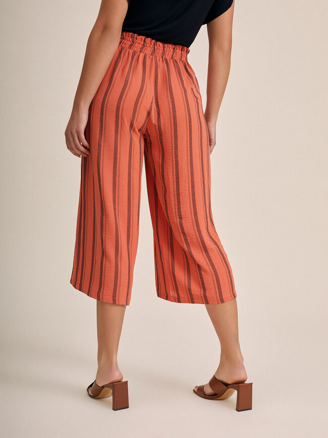 Pantalón culotte rayas Naranja quemado