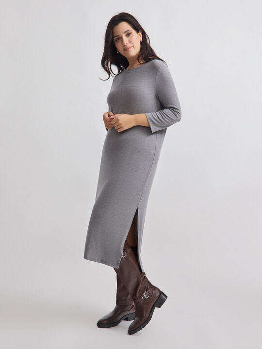 VESTIDO LANOSO Gris Oscuro image number null