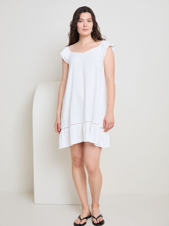 VESTIDO CORTO VOLANTE Crudo image number null