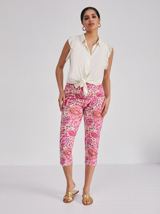 Pantalón capri estampado Fucsia Oscuro image number null