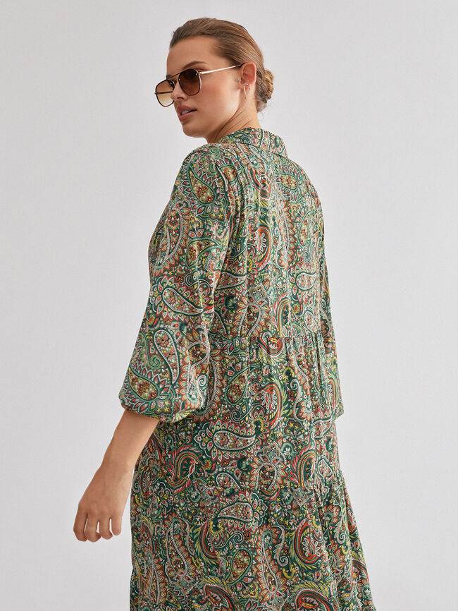 Vestido midi de satén Verde oscuro