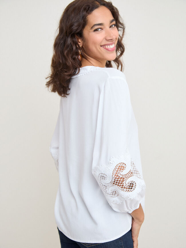 BLUSA BORDADO MANGA Blanco Optico