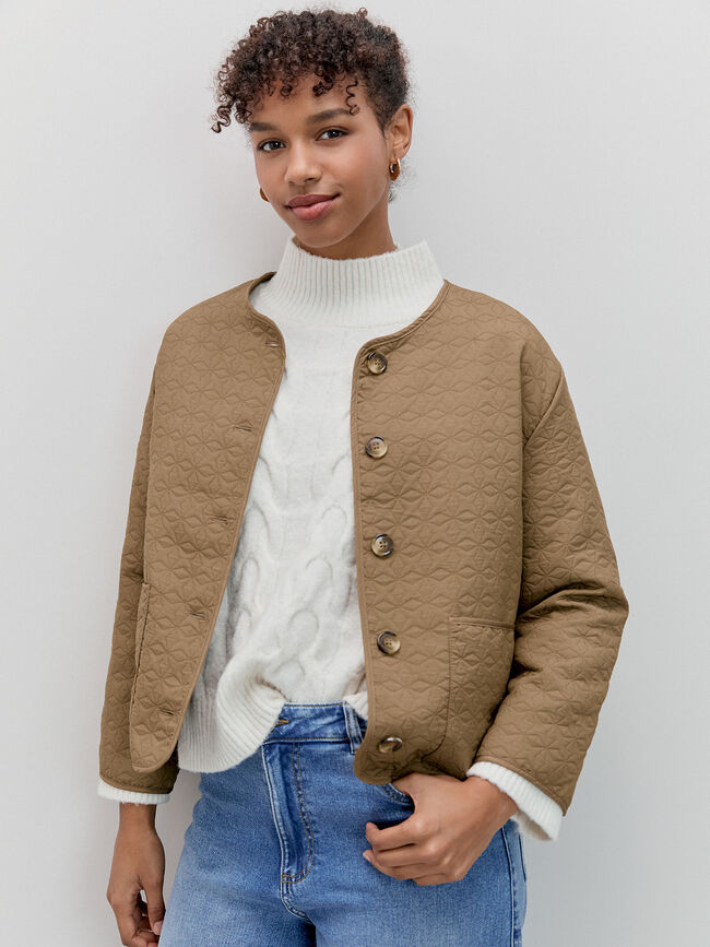 CHAQUETA ACOLCHADA BOLSILLOS Kaki