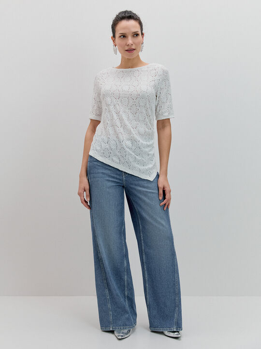 CAMISETA ASIM&Eacute;TRICA CRINKLE FLOWER Blanco Optico image number null