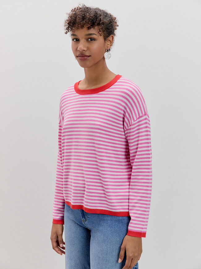 JERSEY RAYAS CONTRASTE Rosa