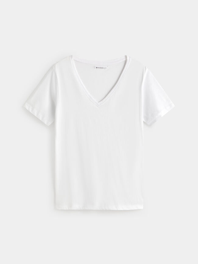 CAMISETA CUELLO PICO Blanco Optico