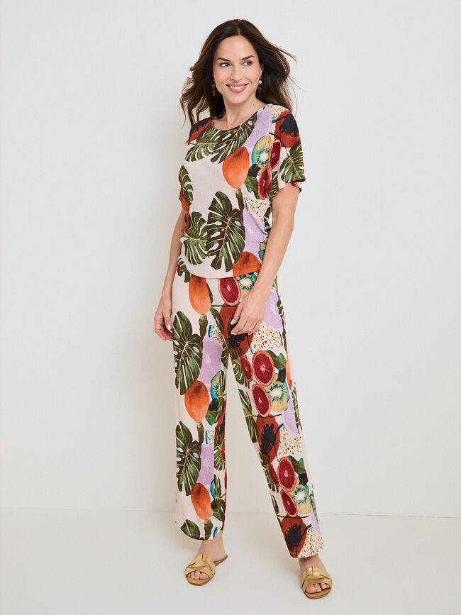 PANTAL&Oacute;N SET PLISADO FRUTAS Estampado 1