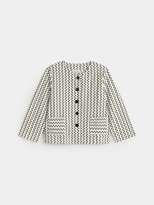 CHAQUETA JACQUARD BICOLOR Blanco Optico image number null