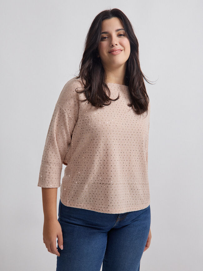 JERSEY CRUZADO LENTEJUELAS Rosa Claro