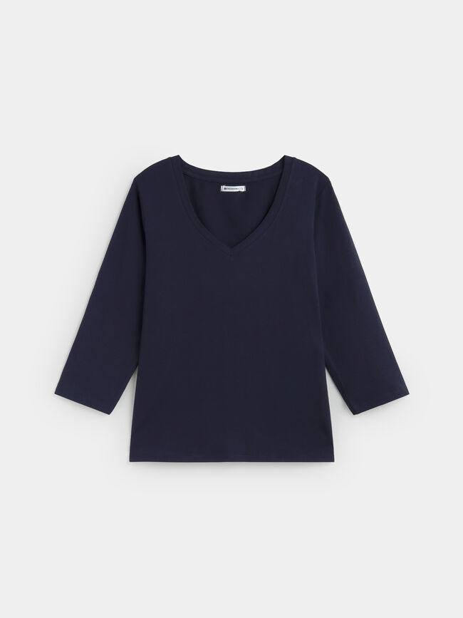 CAMISETA CUELLO PICO Azul Marino