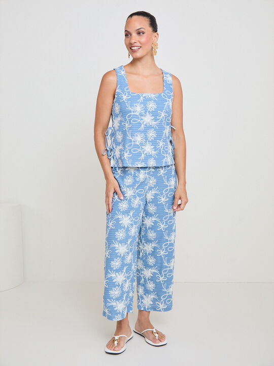 PANTAL&Oacute;N SET EYELET BORDADO Azul Chambray image number null