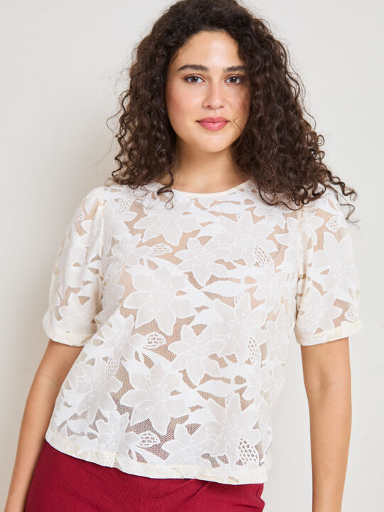 CAMISETA  ENCAJE Crudo image number null
