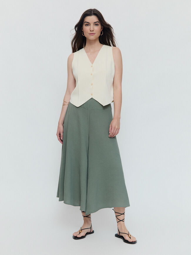 PANTALON ANCHO FLUIDO Verde Te