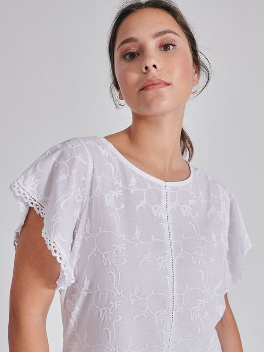 Camiseta combinada bordado Blanco Optico image number null
