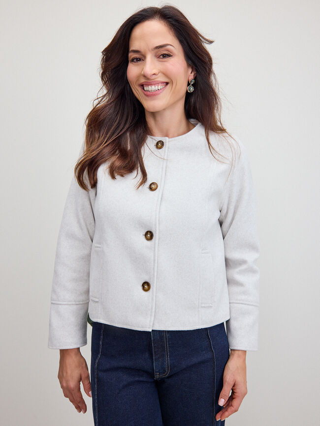 CHAQUETA CUELLO REDONDO Crudo