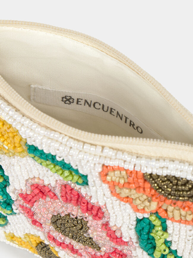 MONEDERO DETALLE FLOR Crudo