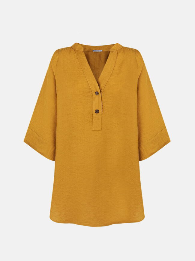 Camisa túnica larga Mostaza