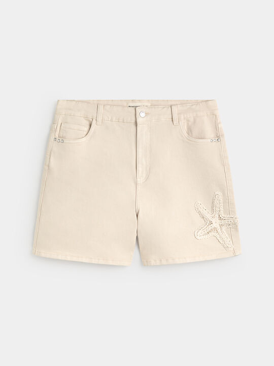 SHORT DETALLE CROCHET Beige image number null