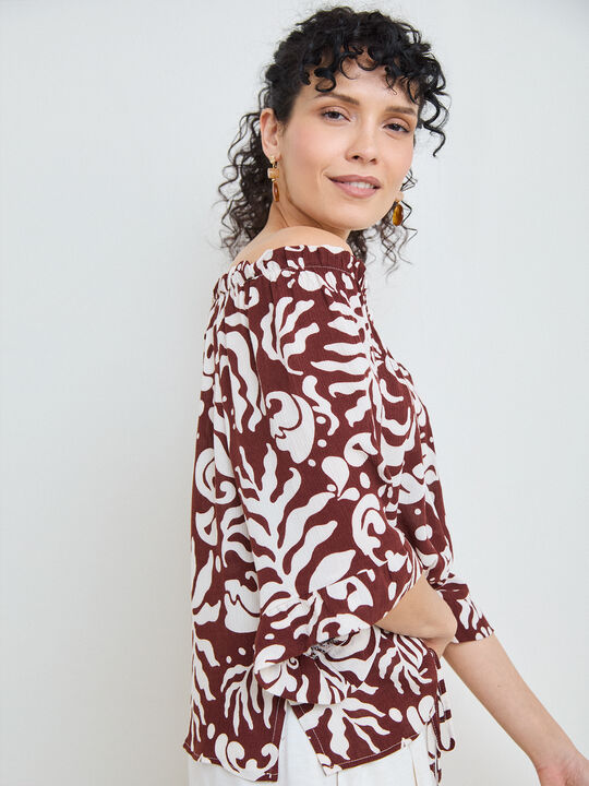 BLUSA ESTAMPADA Marron Medio image number null