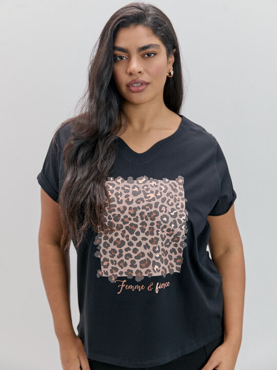CAMISETA ANIMAL PRINT Negro image number null