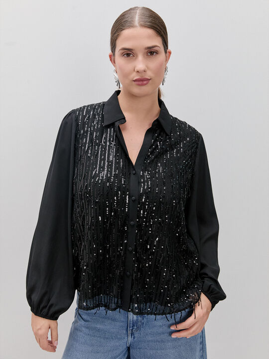 CAMISA DE LENTEJUELAS Negro image number null