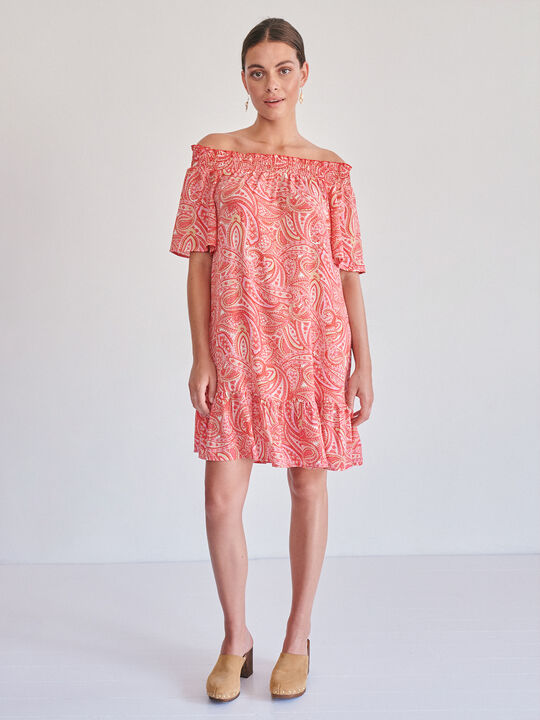 Vestido estampado paisley naranja tangy image number null