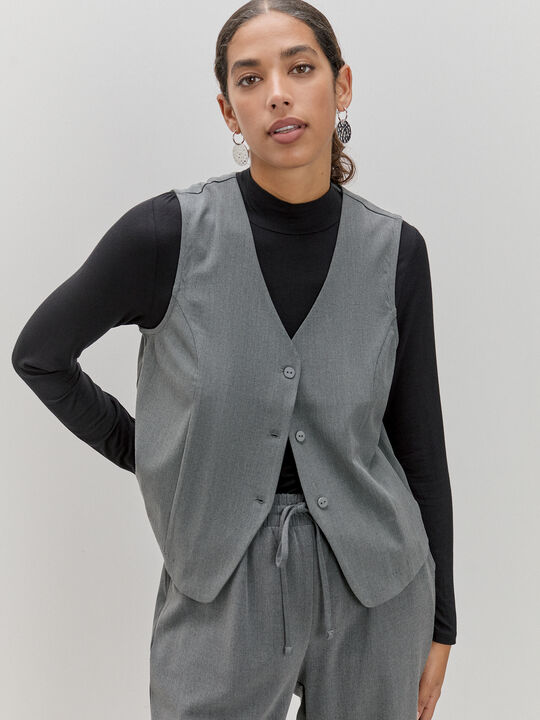 CHALECO BASICO BOTONES Gris vigore Osc image number null