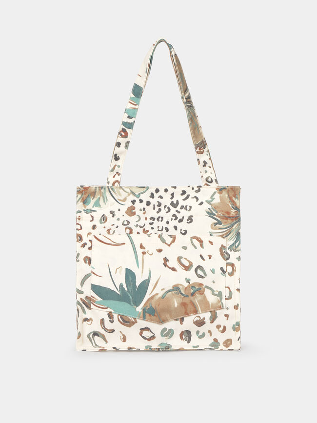 BOLSO ESTAMPADO FLORES Crudo