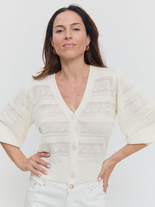 CARDIGAN CALADO Crudo image number null