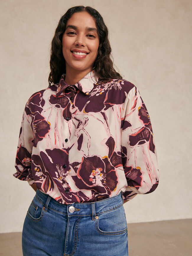 Camisa fluida estampada Crudo