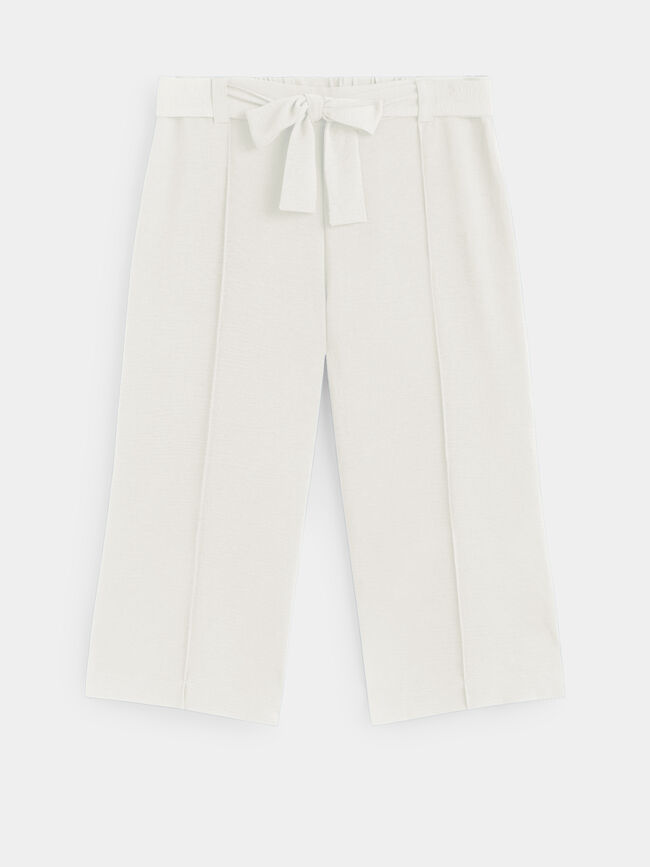 pantalón culotte cinturón Blanco Hueso