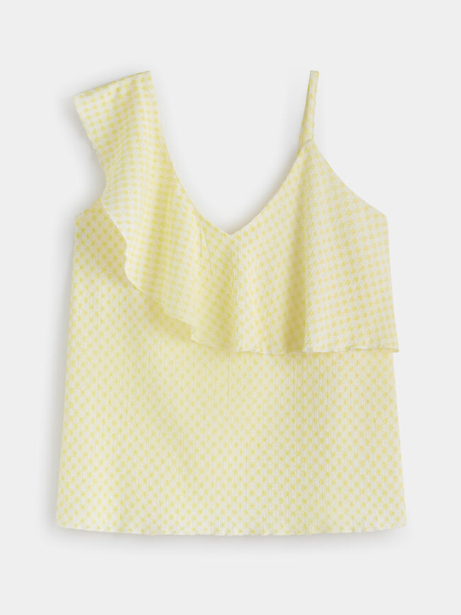 Top con volante asimétrico Amarillo Pastel